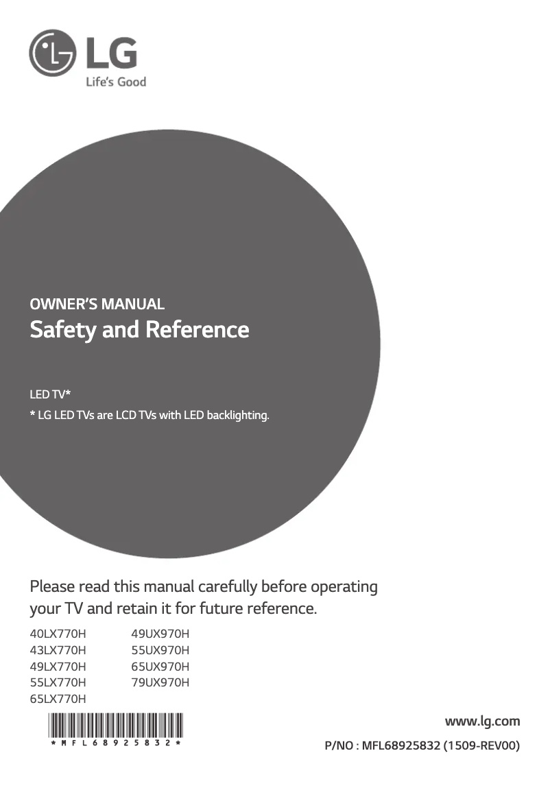 Page 1 de la notice Manuel utilisateur LG 55UX970H