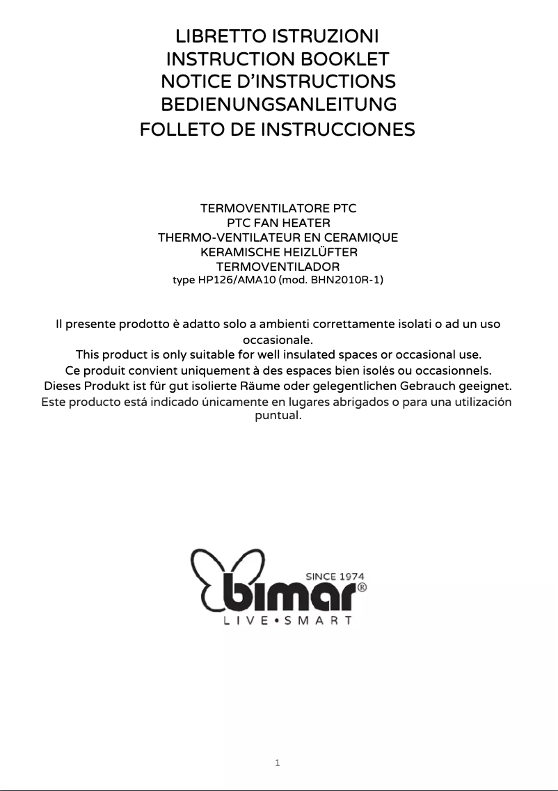 Page 1 de la notice Manuel utilisateur Bimar HP126