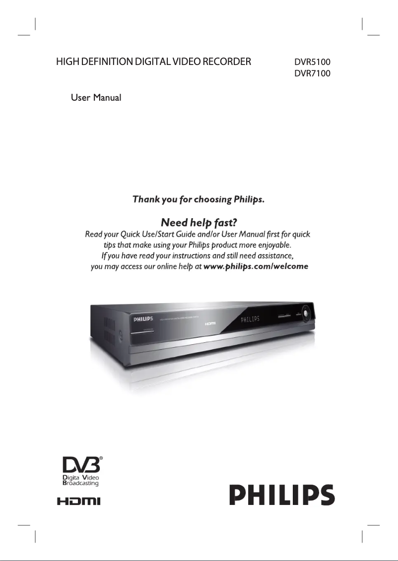 Page n°1 - Mode d'emploi Philips DVR7100