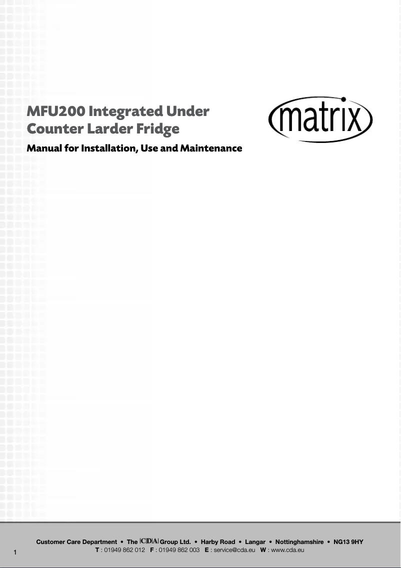 Page 1 de la notice Manuel utilisateur Matrix MFU200