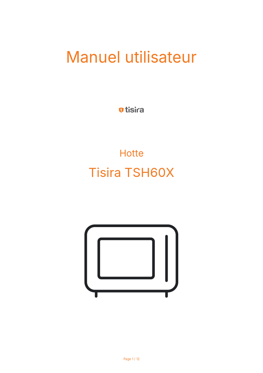 Page n°1 - Manuel utilisateur Tisira TSH60X