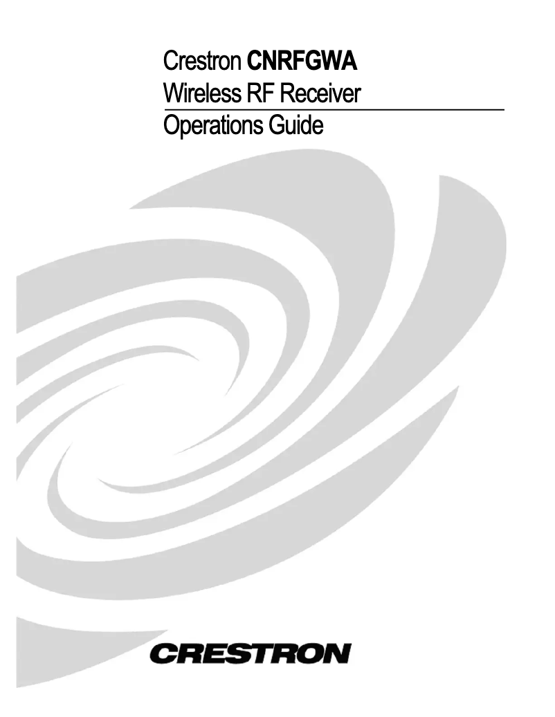Page 1 de la notice Manuel utilisateur Crestron CNRFGWA-418