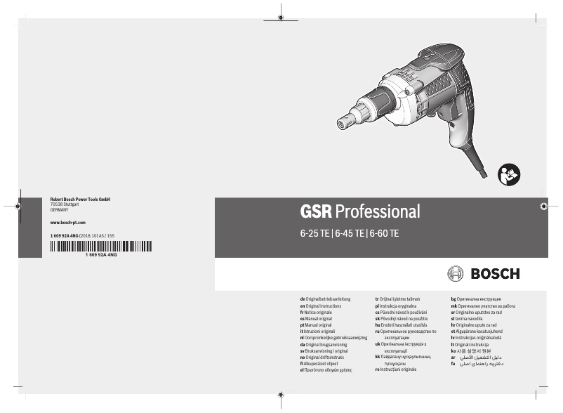 Página 1 del manual Manual de usuario Bosch GSR 6-45 TE Professional