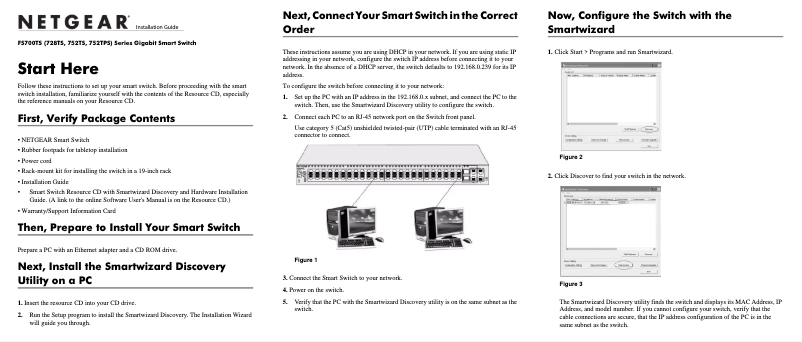 Page 1 de la notice Guide d'installation Netgear FS752TS