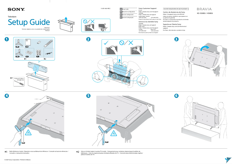 Page 1 de la notice Guide d'installation Sony Bravia KD-43X80J
