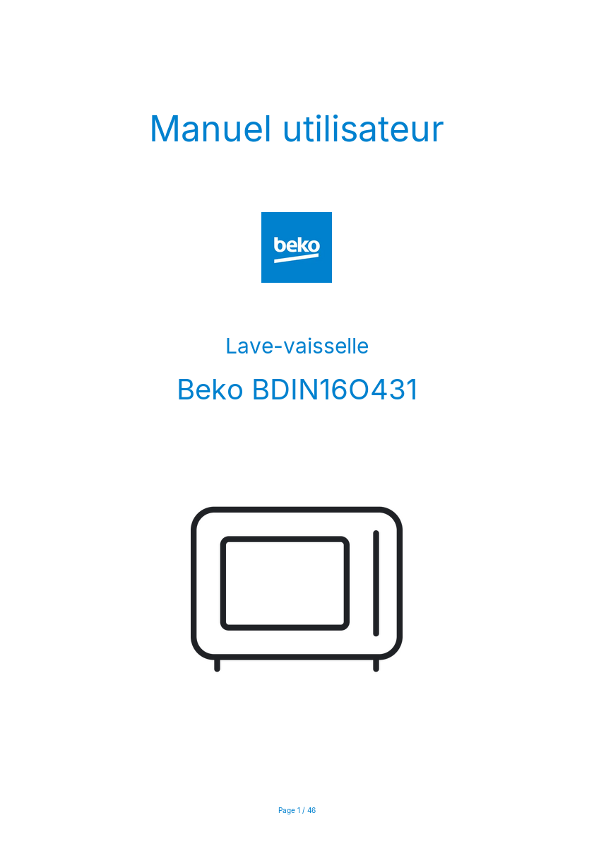 Page n°1 - Manuel utilisateur Beko BDIN16O431