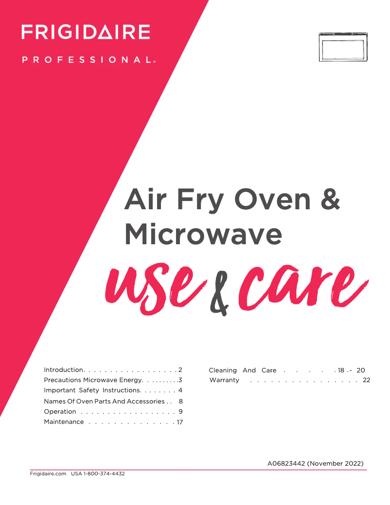 Page n°1 - Manuel utilisateur Frigidaire PMOS1980AF