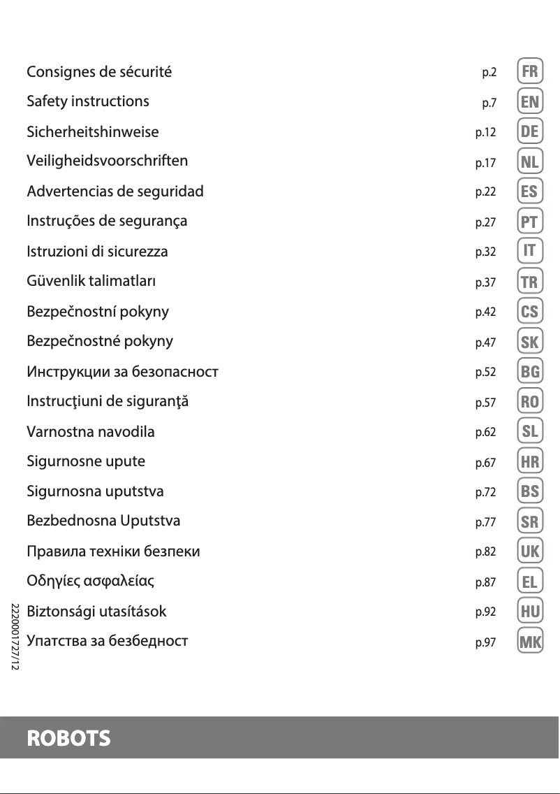 Página 1 del manual Instrucciones de seguridad Rowenta X-Plorer Serie 45 Aqua RR8275