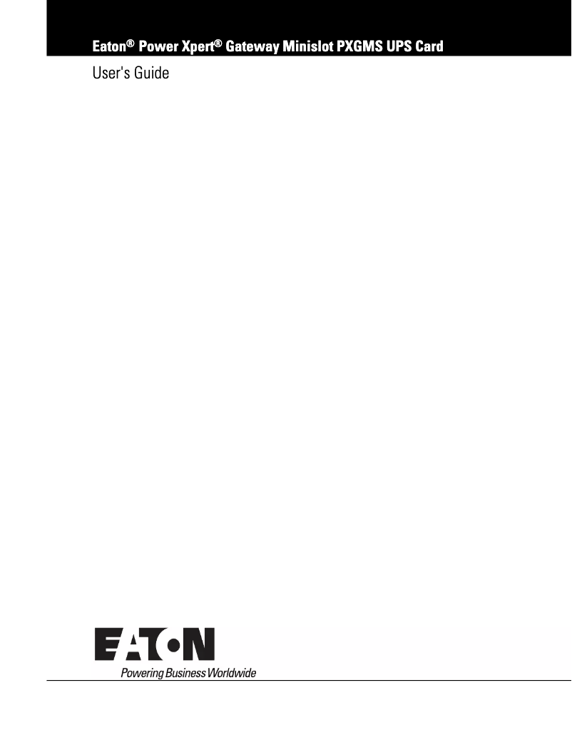 Page n°1 - Manuel utilisateur Eaton PXGMSUPS