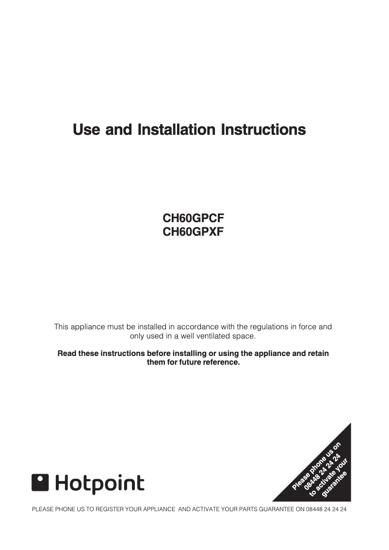 Page n°1 - Manuel utilisateur Hotpoint CH60GPXF