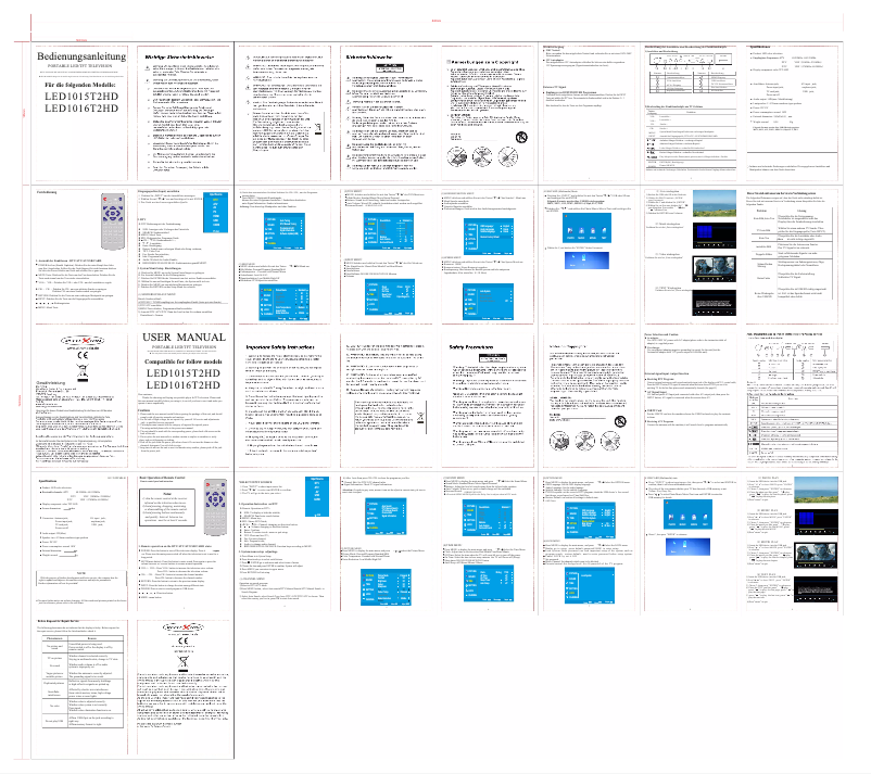 Página 1 del manual Manual de usuario Reflexion LED1016T2HD