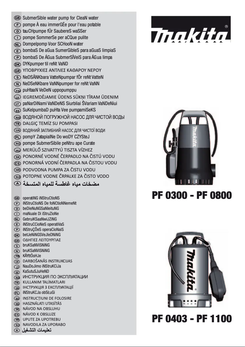 Page 1 of the manual User Manual Makita PF1100