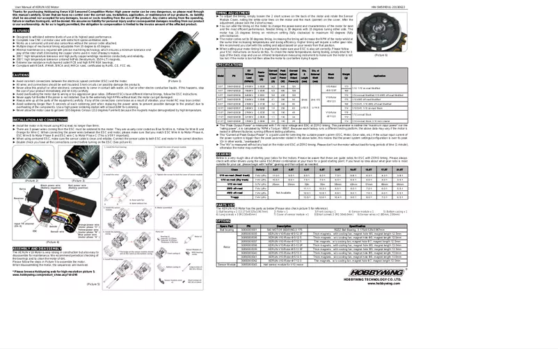 Page 1 de la notice Manuel utilisateur Hobbywing XERUN V10 Motor