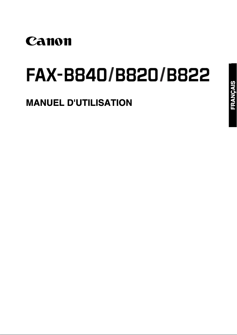 Image de la première page du manuel de l'appareil FAX-B840
