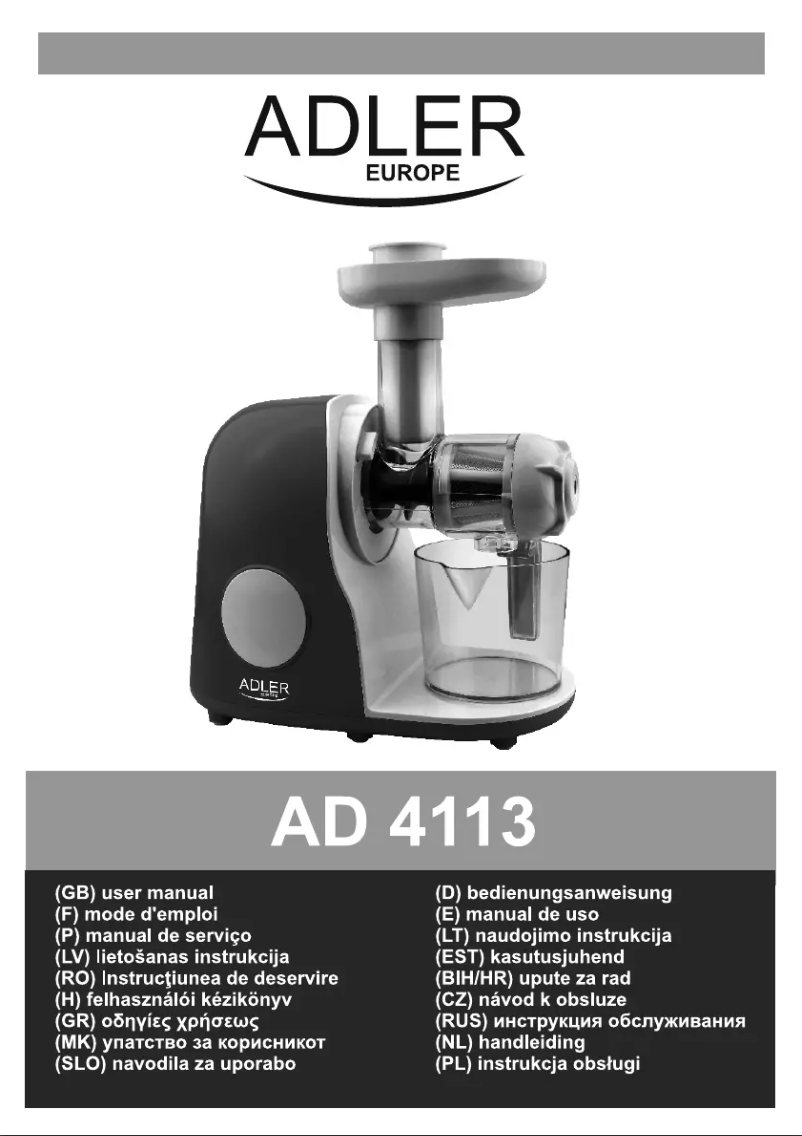 Image de la première page du manuel de l'appareil AD 4113