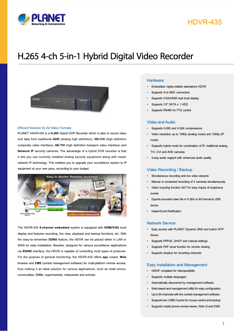 Image de la première page du manuel de l'appareil HDVR-435