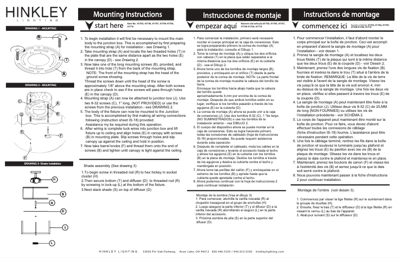 Page 1 de la notice Manuel utilisateur Hinkley Lighting Axis 41706BK