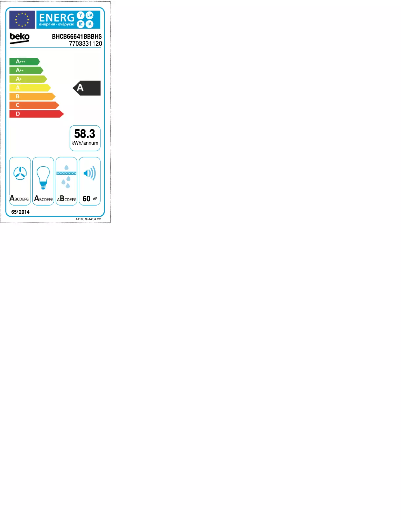 Page 1 de la notice Label énergétique Beko BHCB66641BBBHS