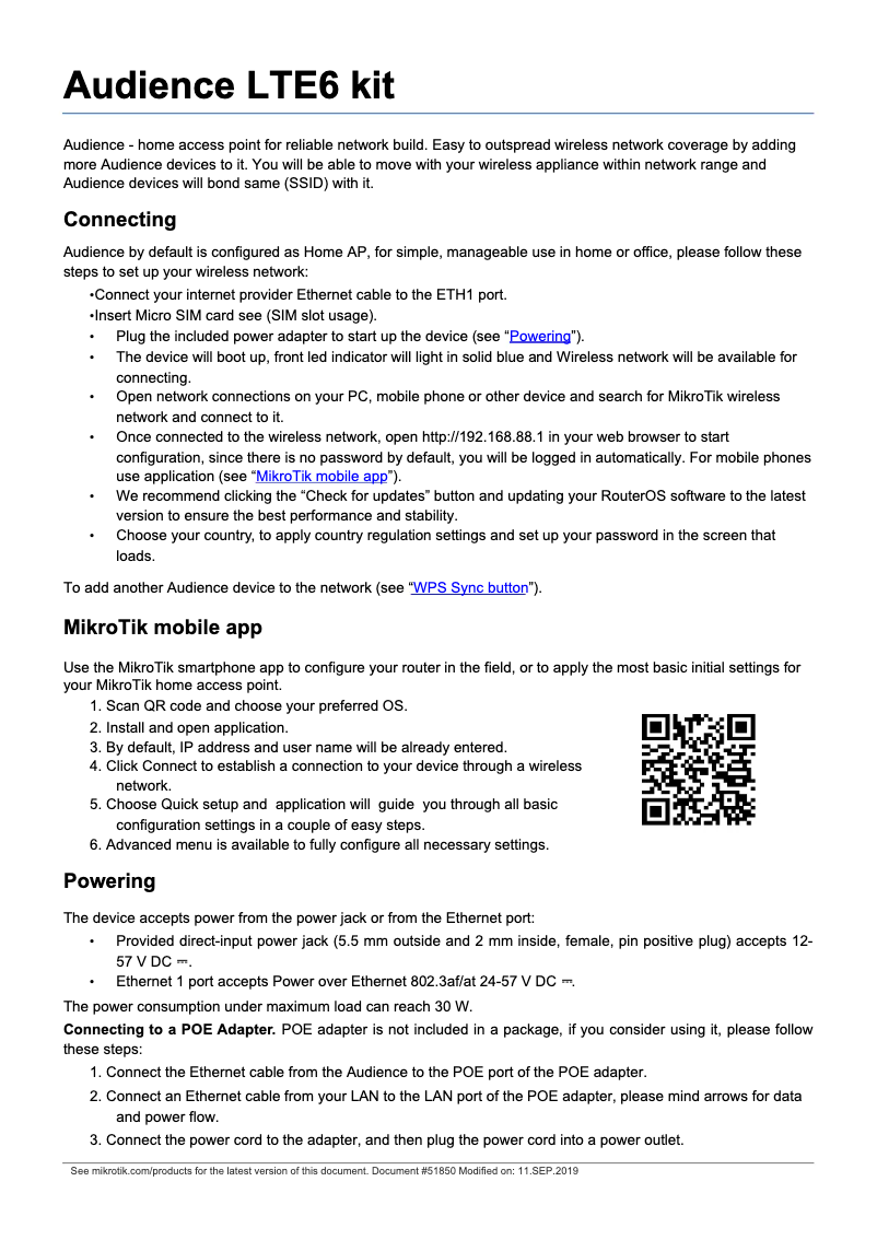 Image de la première page du manuel de l'appareil Audience LTE6 kit