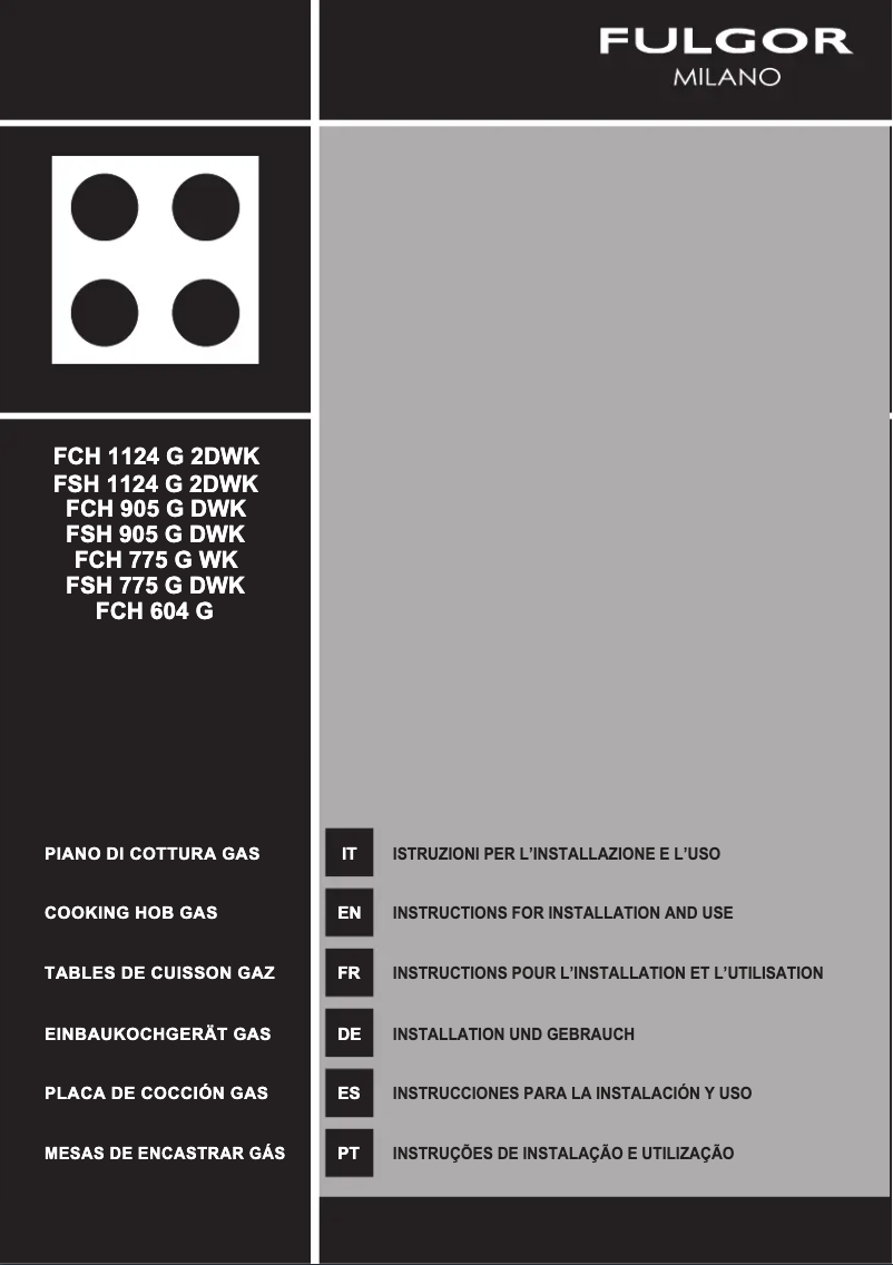 Page 1 de la notice Manuel utilisateur Fulgor Milano FCH 775 G WK