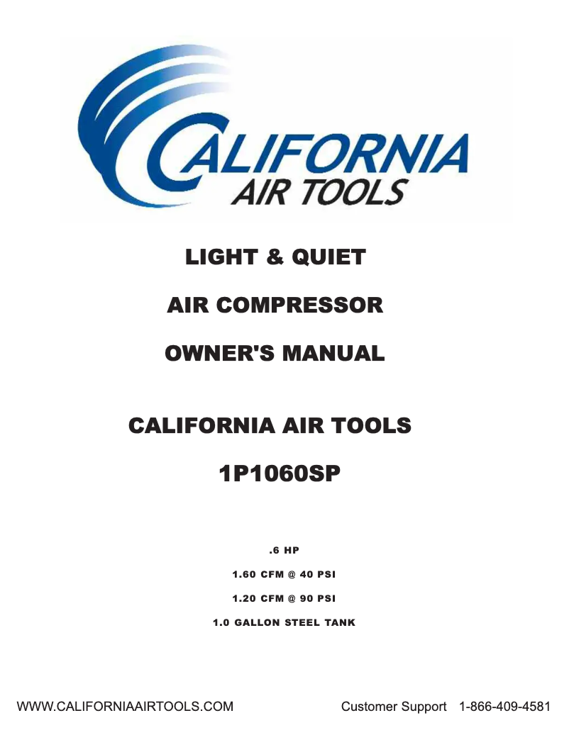 Page 1 de la notice Manuel utilisateur California Air Tools 1P1060SP
