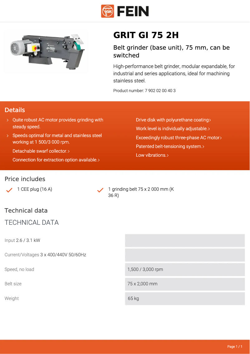 Image de la première page du manuel de l'appareil GRIT GI 75 2H