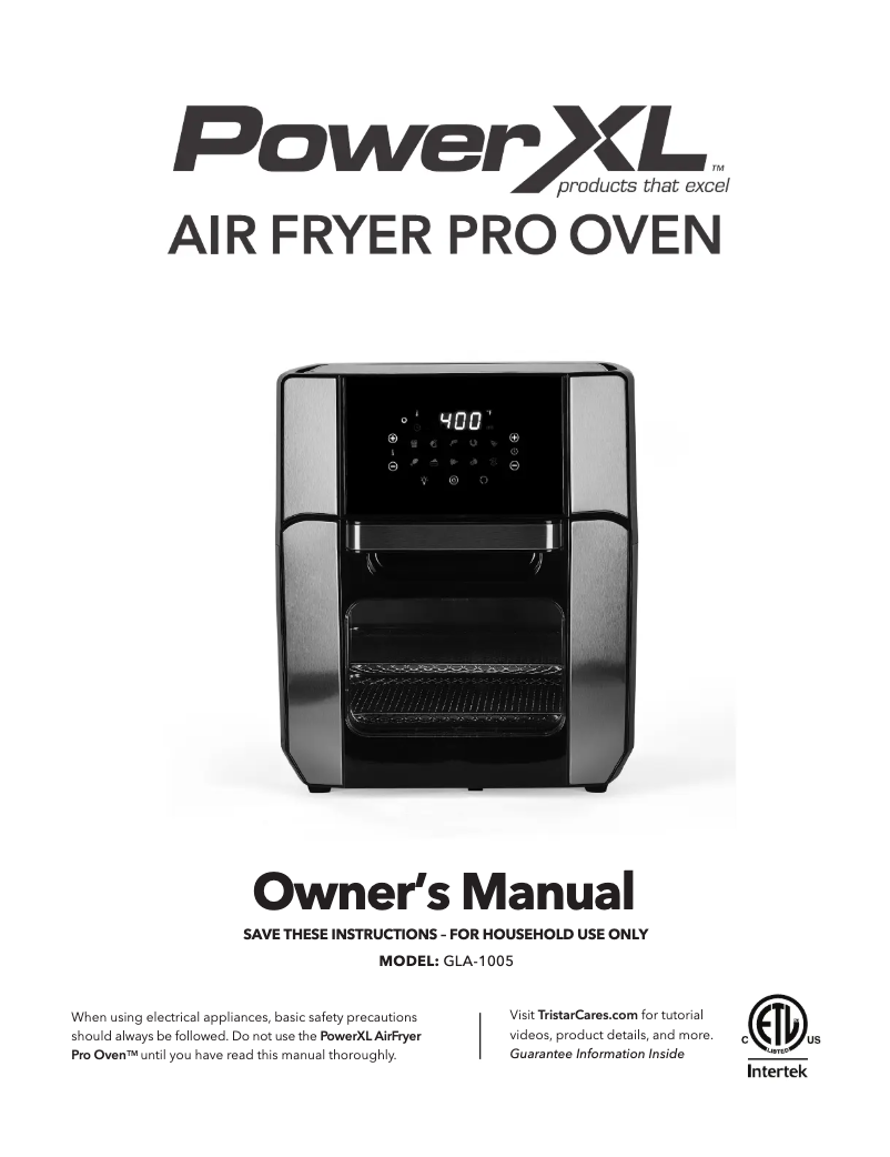 Page 1 de la notice Manuel utilisateur PowerXL Air Fryer Pro GLA-1005