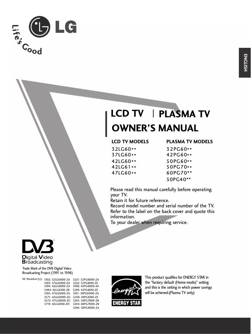 Página 1 del manual Manual de usuario LG 50PG6010
