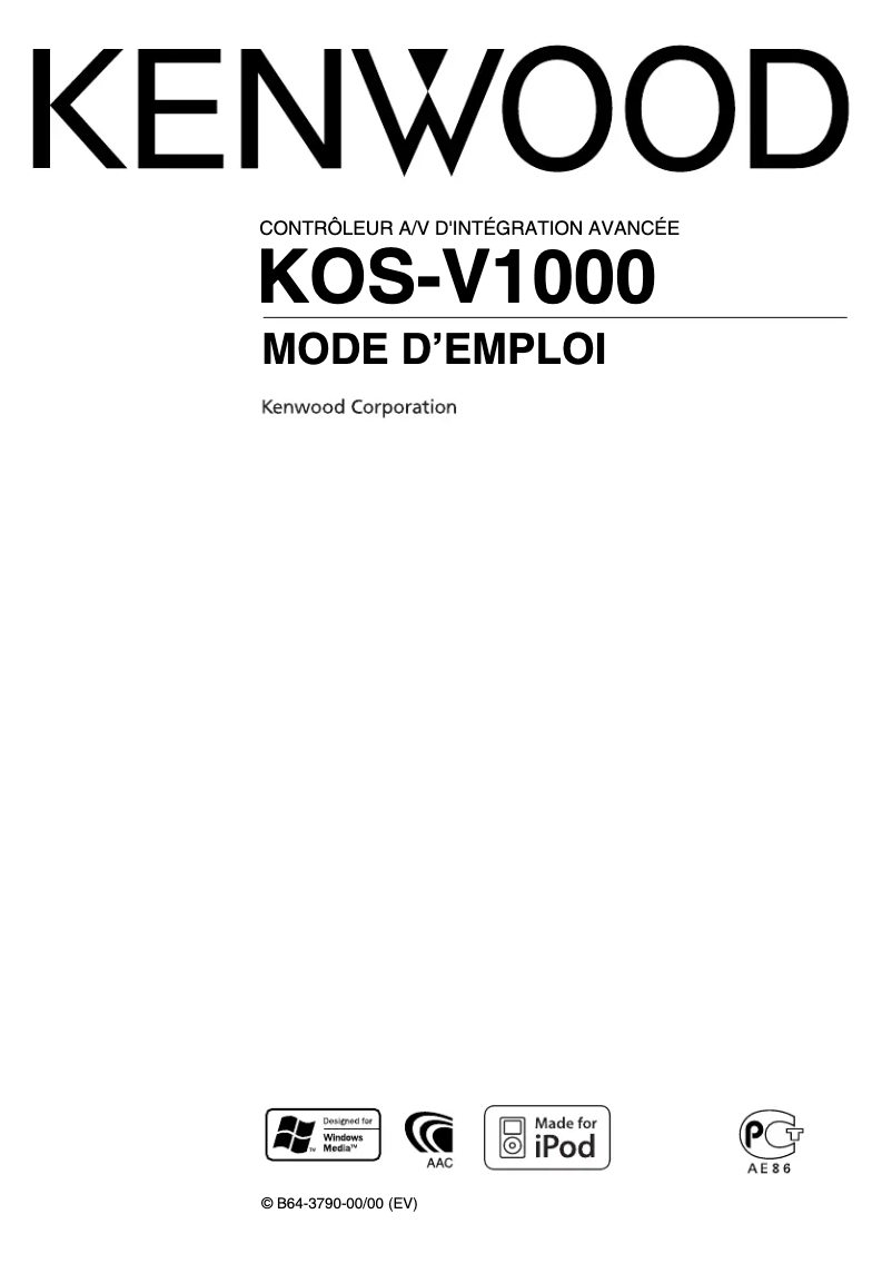 Page n°1 - Manuel utilisateur Kenwood KOS-V1000