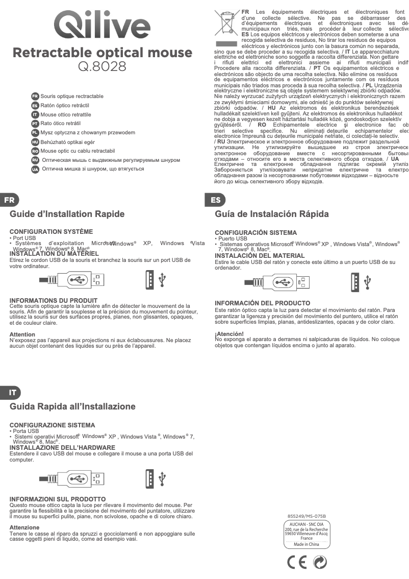 Page 1 de la notice Manuel utilisateur Qilive Q.8028