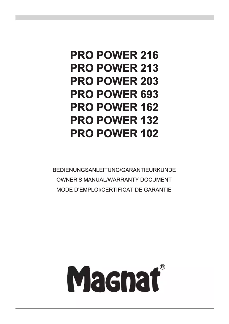 Page 1 de la notice Manuel utilisateur Magnat Pro Power 132