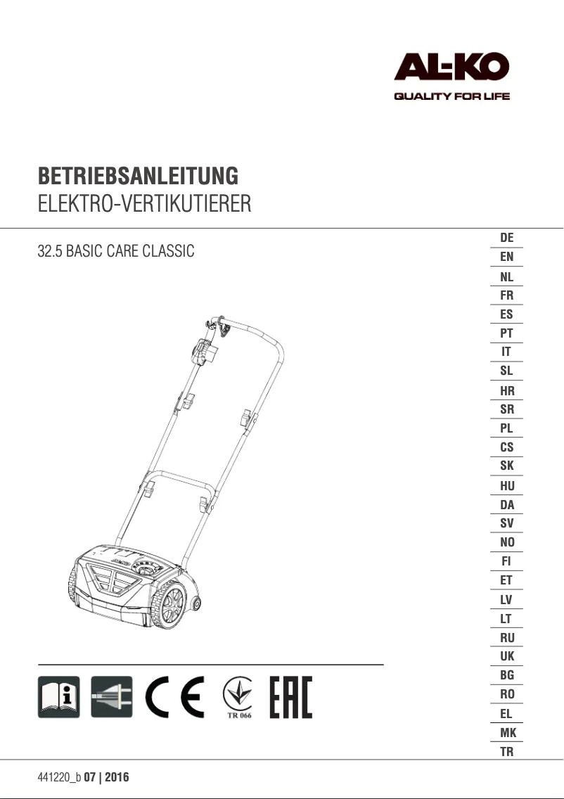 Image de la première page du manuel de l'appareil 32.5 Basic Care Classic
