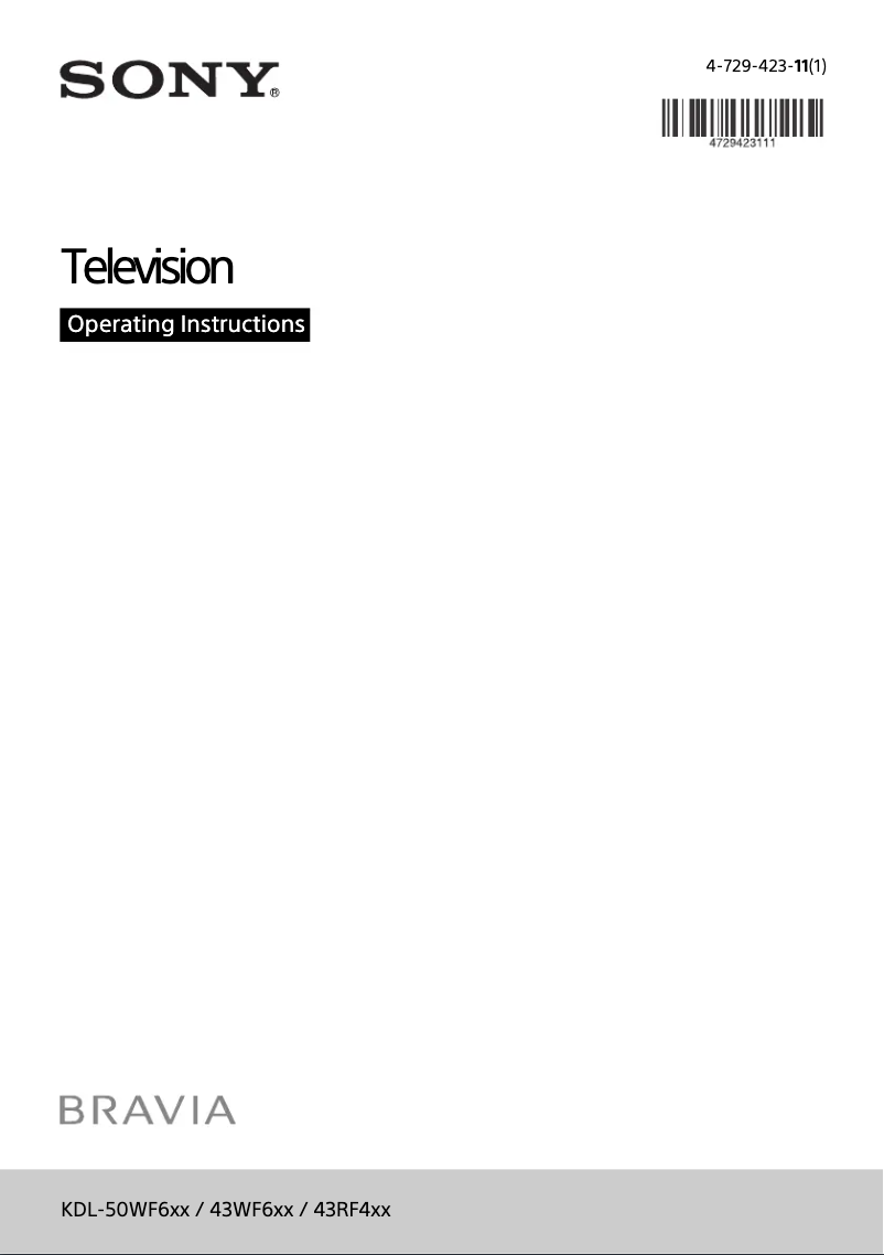 Page 1 de la notice Manuel utilisateur Sony Bravia KDL-43WF663B