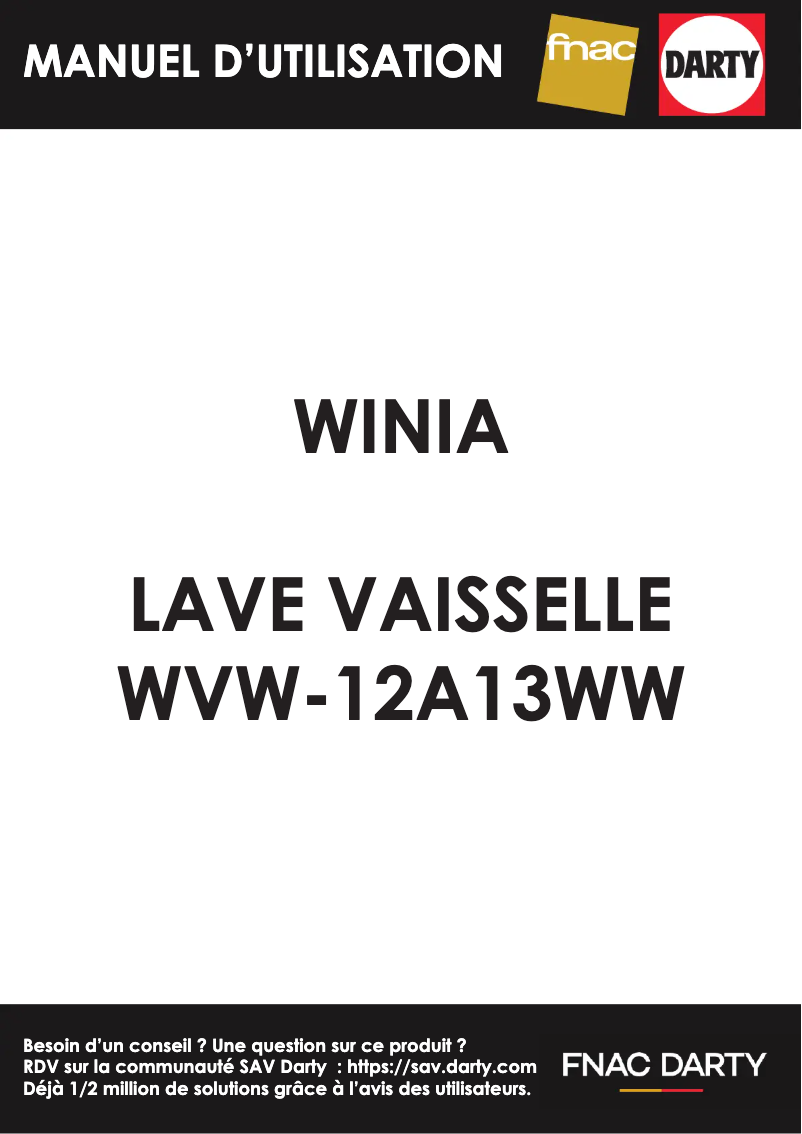 Page 1 de la notice Manuel utilisateur Winia WVW-12A13WW