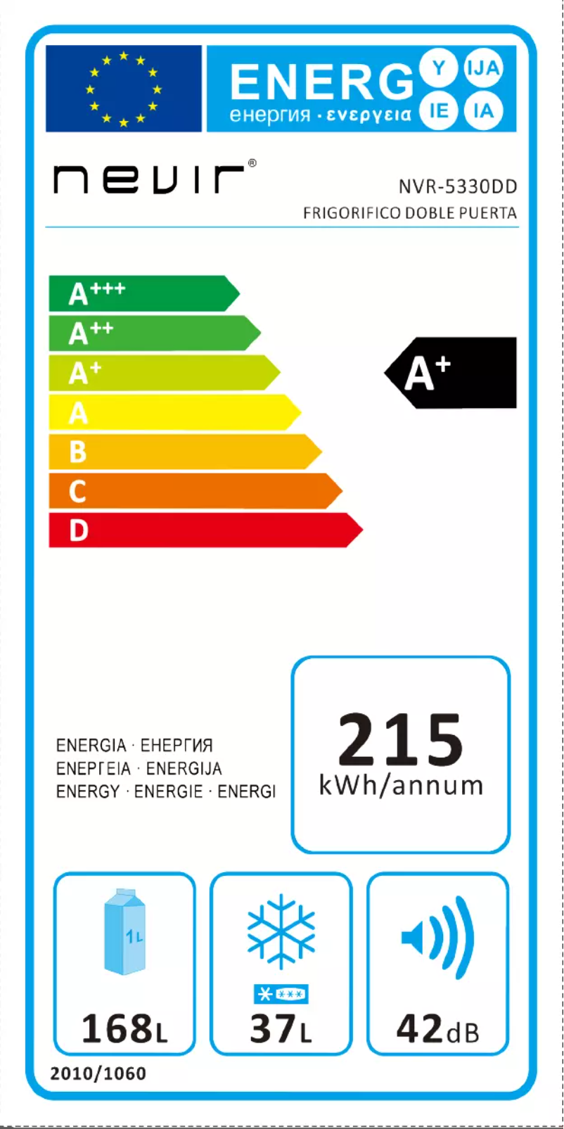 Page n°1 - Label énergétique Nevir NVR-5515DD