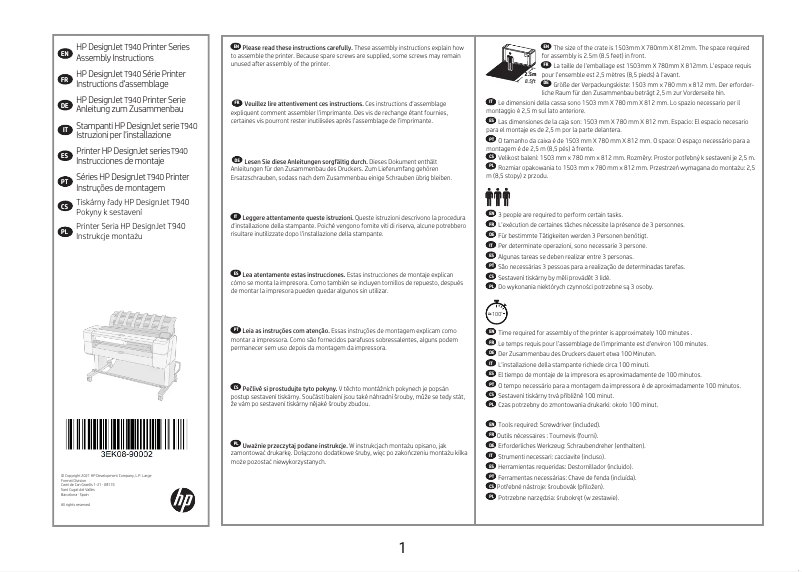 Page 1 de la notice Instructions / montage HP DesignJet T940
