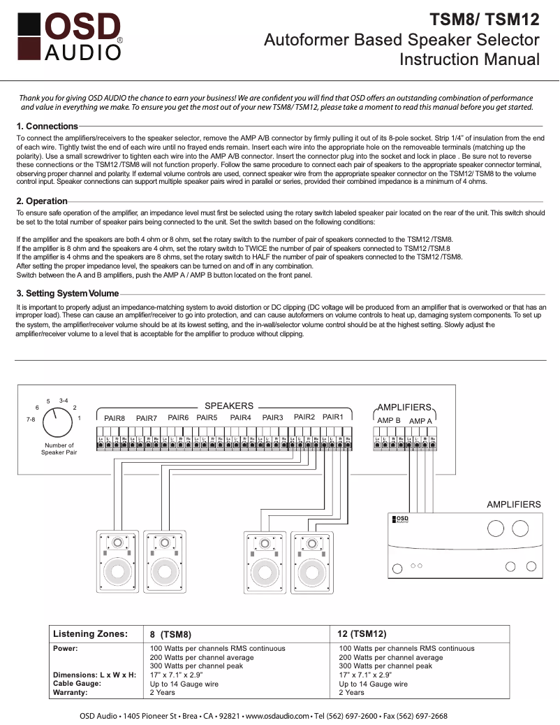 Image de la première page du manuel de l'appareil Speaker Selector 12