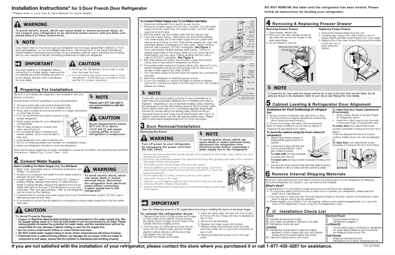 Page 1 de la notice Guide d'installation Electrolux ERFC2393AS