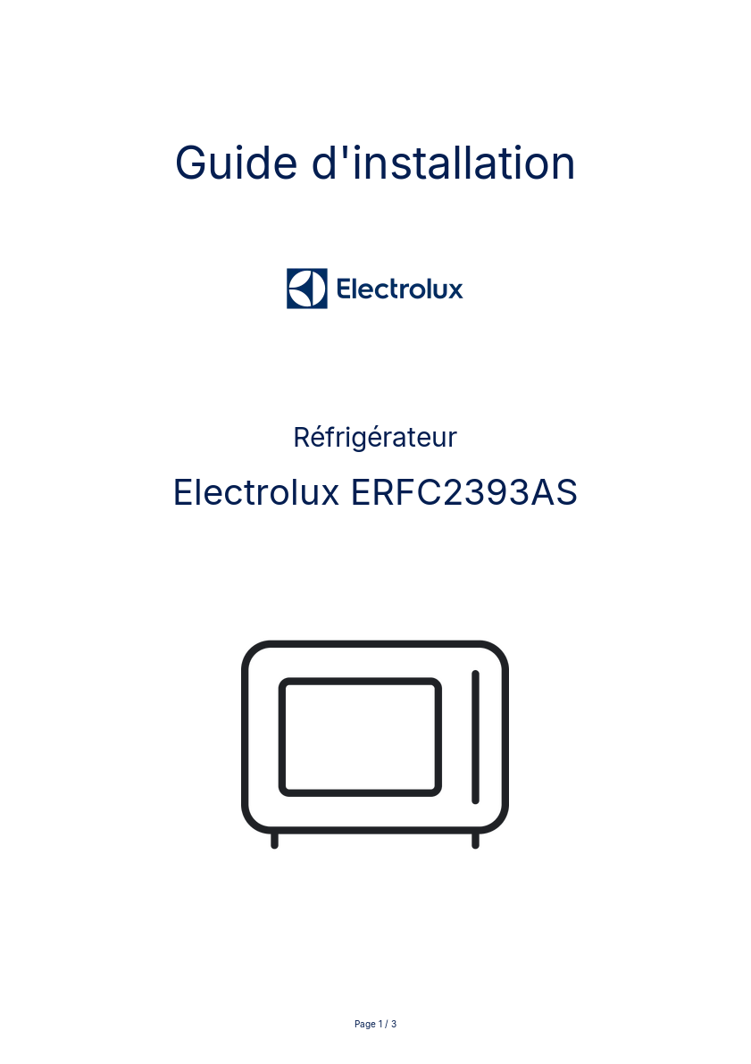 Image de la première page du manuel de l'appareil ERFC2393AS