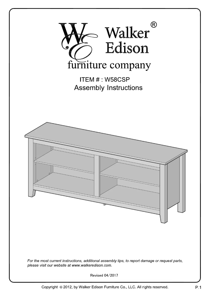 Page n°1 - Manuel utilisateur Walker Edison BB58CSP
