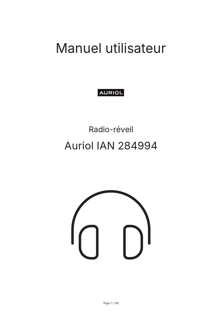 Page 1 de la notice Manuel utilisateur Auriol IAN 284994