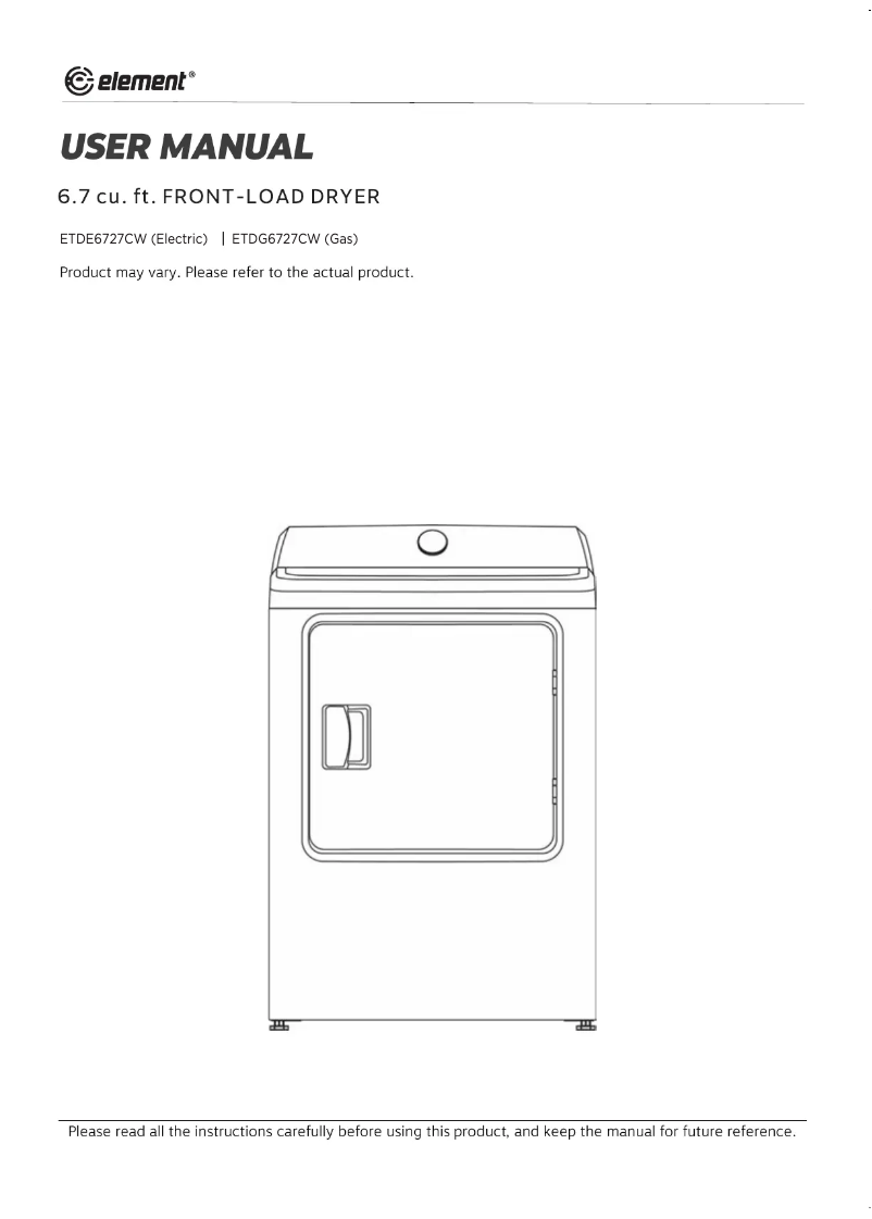 Image de la première page du manuel de l'appareil ETDE6727CW