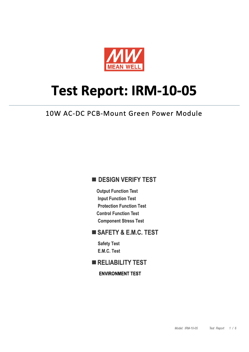 Page 1 de la notice Fiche technique Mean Well IRM-10-5
