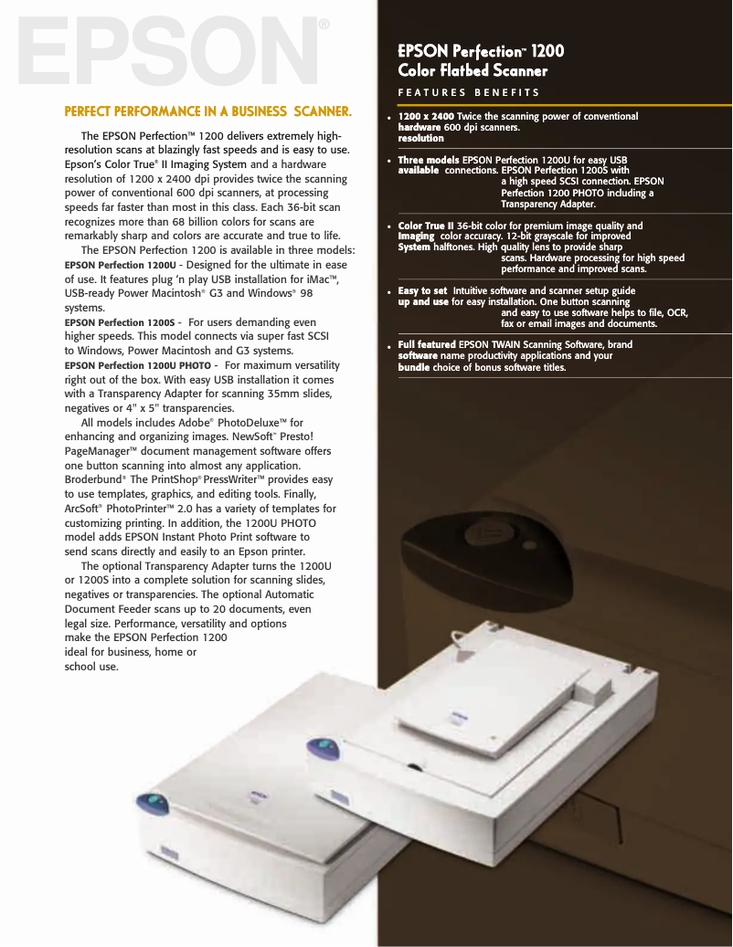 Página 1 del manual Folleto Epson Perfection 1200S