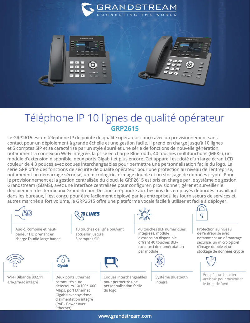 Page n°1 - Fiche technique Grandstream GRP2615