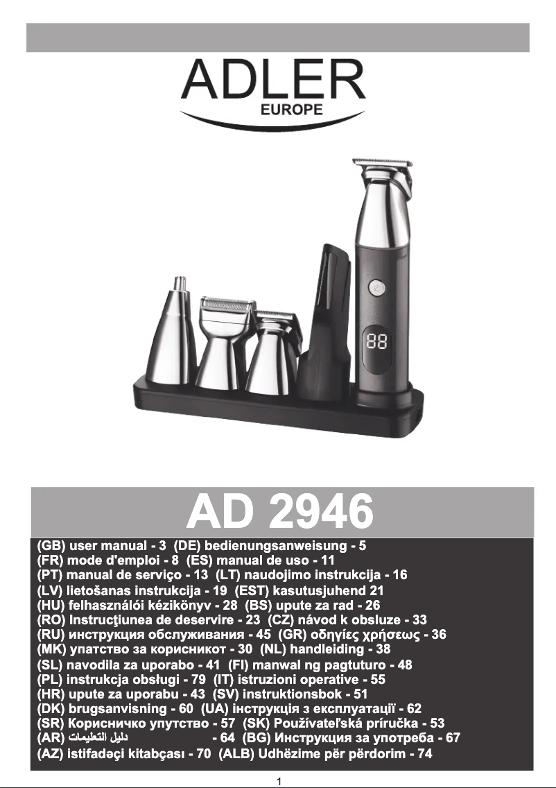 Page 1 de la notice Manuel utilisateur Adler AD 2946