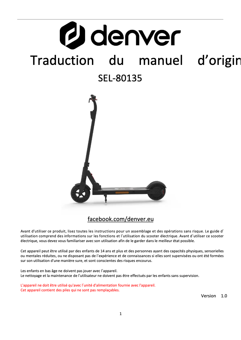 Image de la première page du manuel de l'appareil SEL-80135O