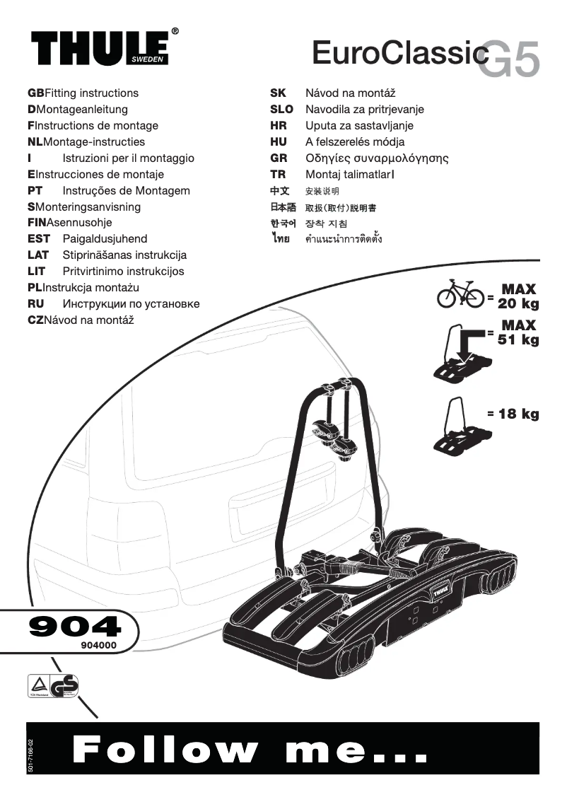 Page 1 de la notice Manuel utilisateur Thule EuroClassic G5 904