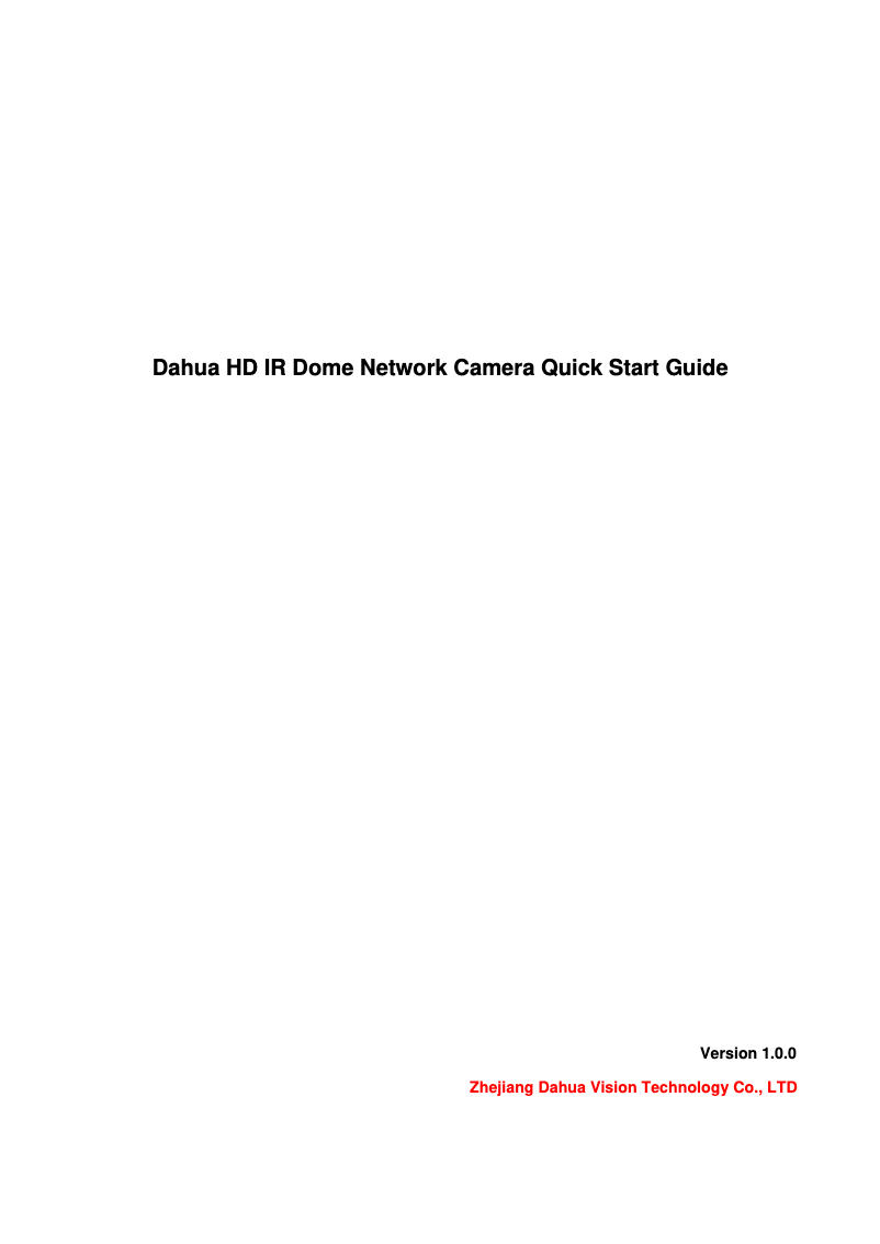 Page 1 de la notice Manuel utilisateur Dahua Technology IPC-HDBW81230E-Z