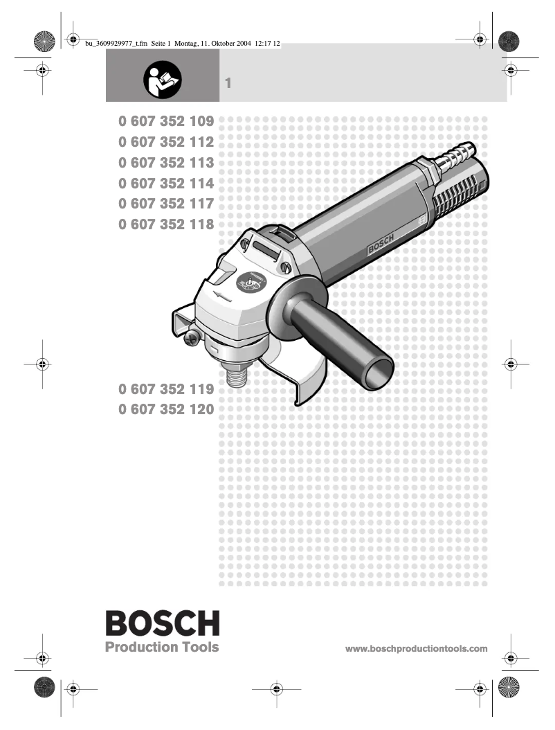 Page 1 de la notice Manuel utilisateur Bosch 0 607 352 113
